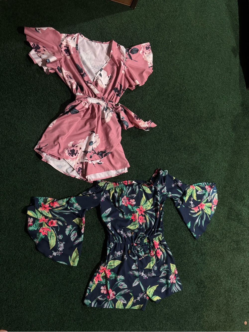 Blush Pink Floral Wrap Romper